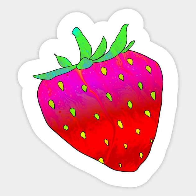 Trippy Strawberry Variation 2 Sticker by lolosenese